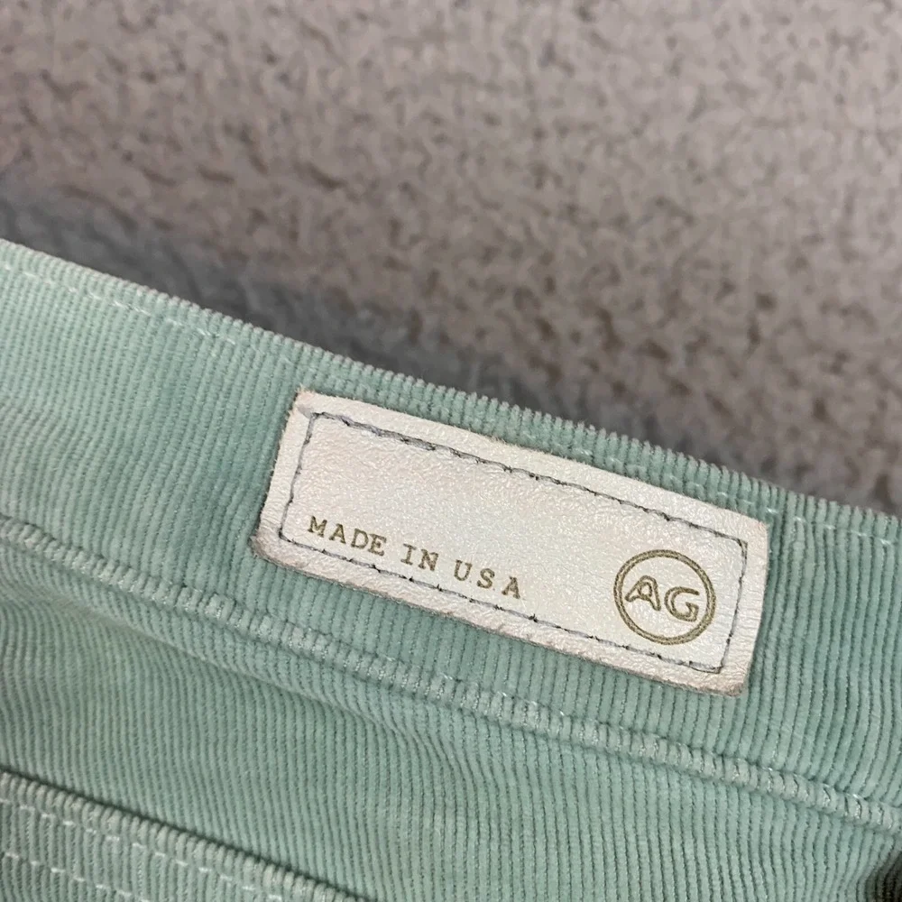 AG Adriano Goldschmied Pants 27 R  Stevie Slim Straight Corduroy‎ Mint Green